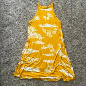 {Old Navy} Yellow Palm Tree Halter Midi Sundress